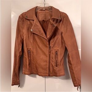Max Studio Brown Caramel Fall Faux Leather Jacket